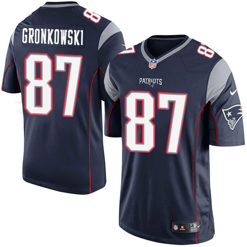 Men's Limited Rob Gronkowski Nike Jersey Navy Blue Home - #87 NFL New England Patriots